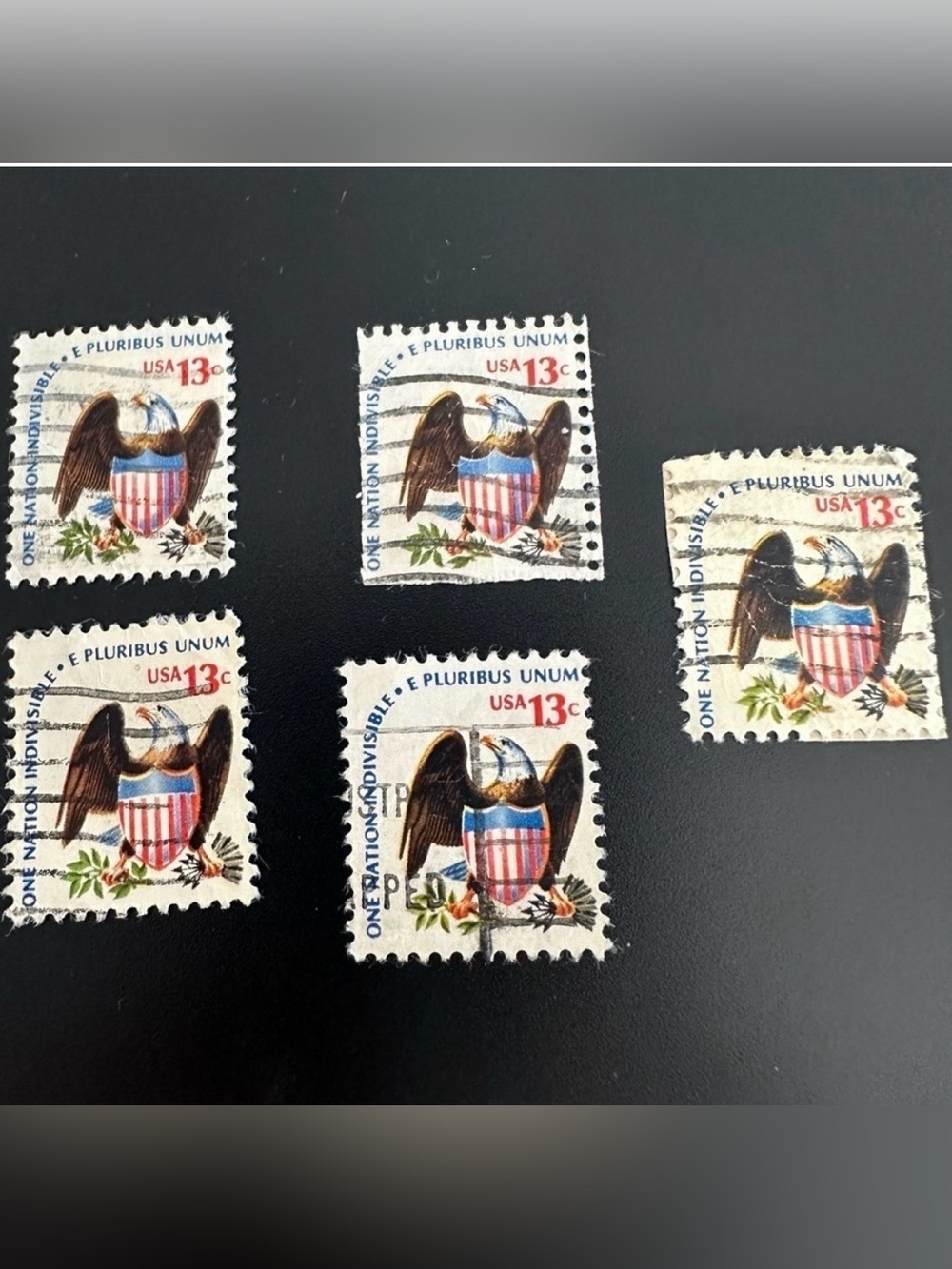 Vintage USA 13¢ Eagle and Shield Postage Stamps – Set of 5 | Americana Series